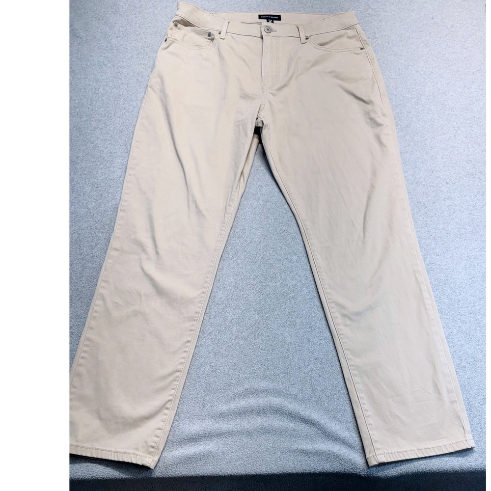 Lucky Brand Chino Pants Men 36x30 Tan 5-Pocket Straight Leg Casual Khakis Preppy